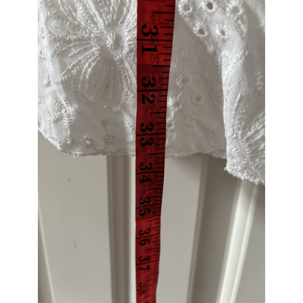Trixxi White Puff Sleeve Eyelet Dress M - Picture 6 of 9
